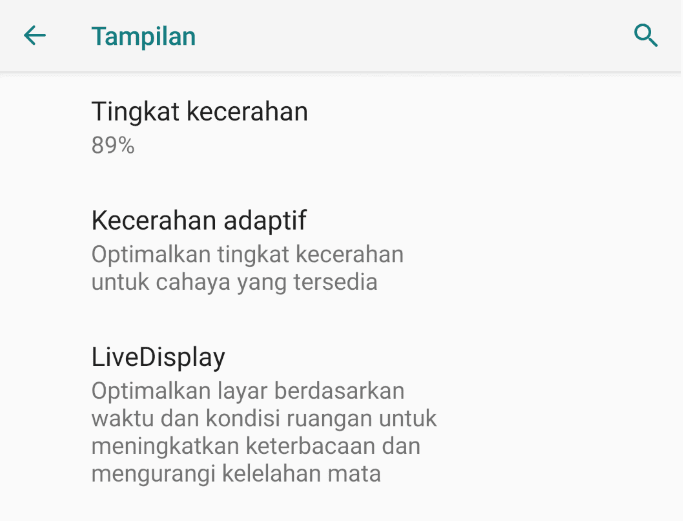 Melalui Setelan Live Display Android